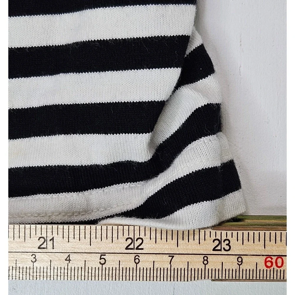Kate Spade Stripe Off‎ the Shoulder Dress Women L Black White Ruffle Cotton H317